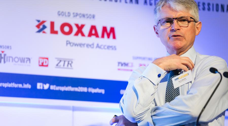 Don Kenny, Loxam Powered Access, speaking at Europlatform 2018