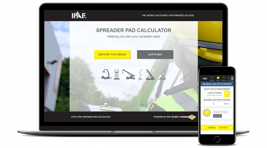 IPAF Spreader Pad Calculator on Laptop and Mobile Devices