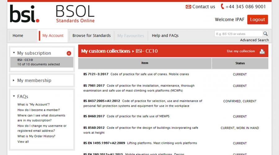 British Standards Online Screenshot