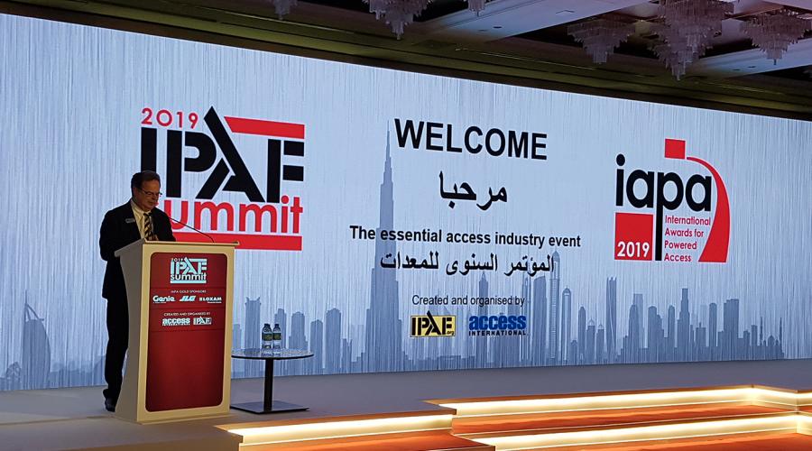 IPAF Summit 2019 in Dubai, with Tim Whiteman Introducing the Conference