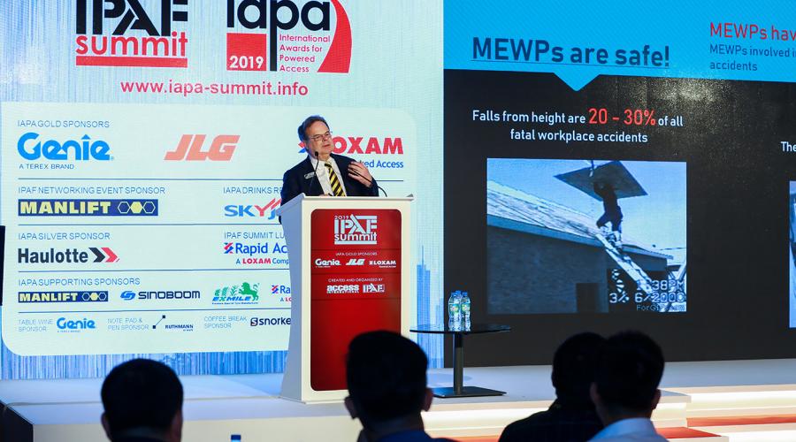 Tim Whiteman speaking at the IPAF Summit in Dubai, 2019