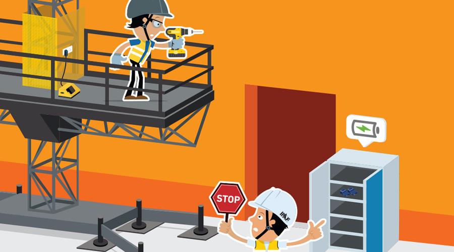 Never Charge Hand Tool Batteries on the Platform!