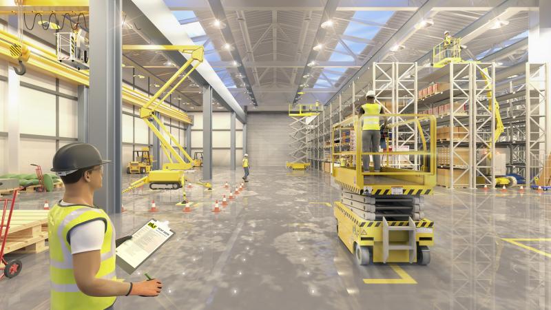 Warehouse scenario from the new IPAF MEWPs for Managers training course